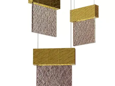 MONDRIAN three gold and pendant lights hanging from ceiling 3D model