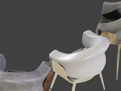 Chair modern with wooden legs 3D model