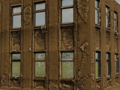 model 1 old building in middle of field Low-poly 3D model
