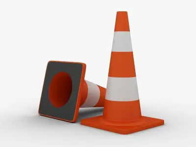 Traffic Cone Low-poly 3D model 40