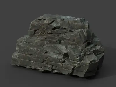 Low poly Black Sharp Modular Rock 211210 Low-poly 3D model