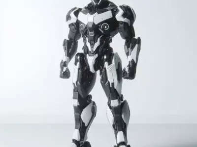 Futuristic Stealth Mech 3D Character Lowpoly Armor Sci-Fi Design Low-poly 3D model