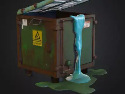 Toxic Industrial Dumpster with Glowing Slime Low-poly 3D model