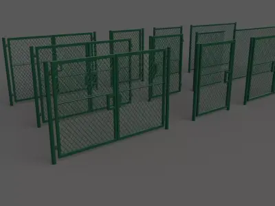 PBR Chain Link Fence For Court E Low-poly 3D model