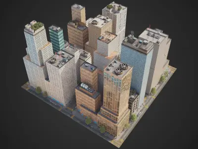 City District C6-C16 MAYA Low-poly 3D model