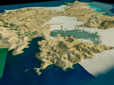 Lemnos Island 3d model terrain Low-poly 3D model