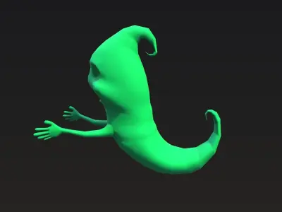 Ghost Cartoon style character Game asset Low-poly 3D model