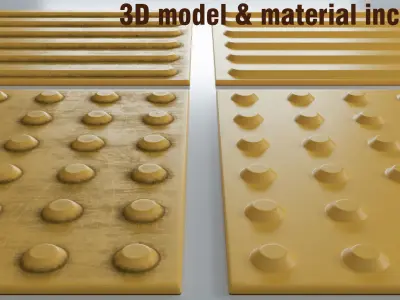 Pavement tactile tiles 3D model and texture PBR 3D model