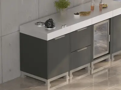 Modern Outdoor Kitchen 02 3D model