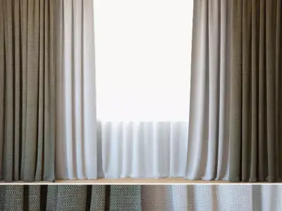 Curtains 86 Curtains with Tulle ROHI Topia 3D model