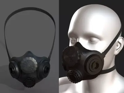 Gas mask helmet 3d safety isolated military combat  Low-poly 3D model