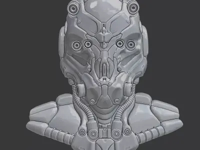 Futuristic Mechanical Sci Fi Helmet High Tech Armor  3D print model