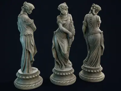 Garden Statue 4 PBR Low-poly 3D model