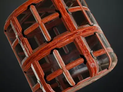 Red Wood Window Lattice Texture