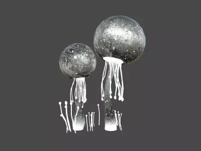 Fantasy Mushroom E10 Black - Scene Backdrop Design Low-poly 3D model