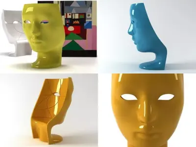 Nemo set of different colored head vases 3D model