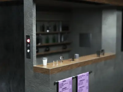 Sci-Fi Corner Bar Low-poly 3D model