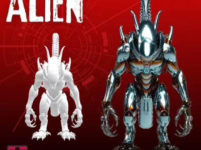 Alien Horror STL File Terrifying Xeno-Inspired Alien 3D print model