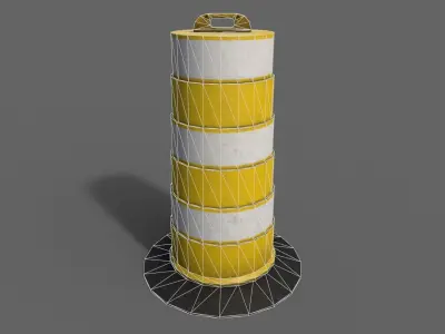 PBR Traffic Drum Barrel Yellow Low-poly 3D model