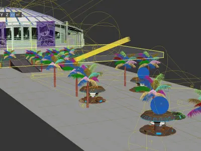 Stadium with alley shops 3D model