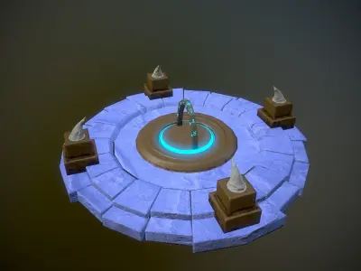 Low poly game ready Portal circle with lights Low-poly 3D model