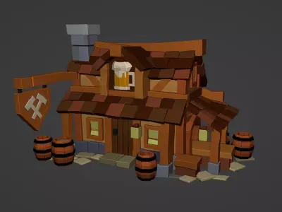 Wooden House F Game Ready Fantasy Asset Low-poly 3D model
