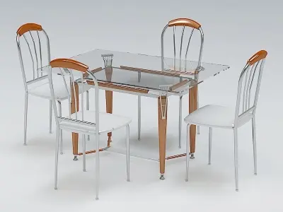 Chair and Table Set 3D model
