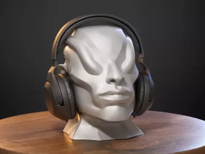 Robot human bust Headphone Stand Cyborg Robot human bust  3D print model