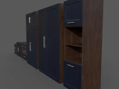 Furniture set cabinet with two doors 3D model