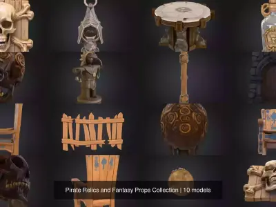 Pirate Relics and Fantasy Props Collection 3D Model Pack