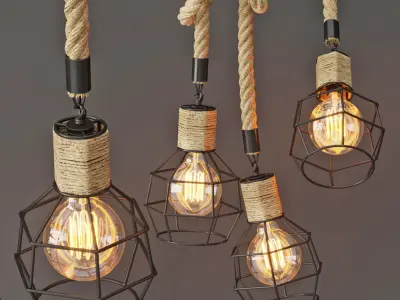 Pendant lamp LOFT ROPE CHANDELIER CAGE Mono 3D model
