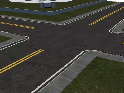 American Road Intersection Low-poly 3D model