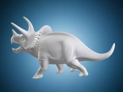 Triceratops Prehistoric Dinosaur Creature Statue on Base 3D print model