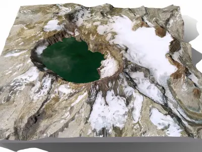 Mountain landscape Crater Lake Oregon United States  3D model