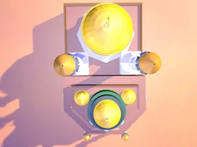 3d model Mosque table with two lamps 3D model