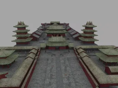 Shaolin Temple BPR 3D Model KungFu Low-poly 3D model