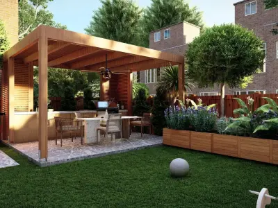3D Exterior Scene 3D model design garden and landscape  3D model