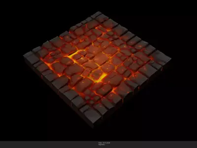 Stylized Lava Floor Tile Game Ready - AI Low-poly 3D model