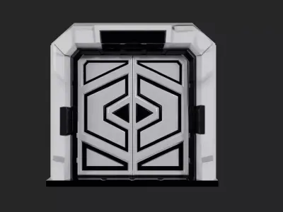 Sci-fi door Low-poly 3D model 6