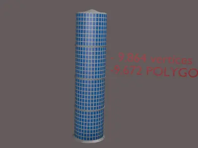 15 contents city package containing 15 towers cartoon Low-poly 3D model