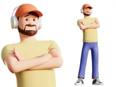 Cartoon Software Developer Low-poly 3D model