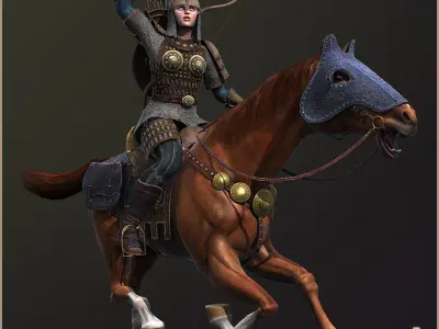 Eva Horseman Archer Light Version Low-poly 3D model