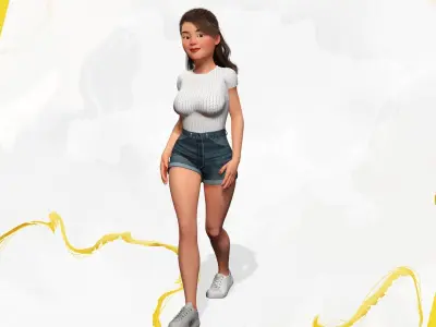 Sexy Girl Toon Woman Low-poly 3D model