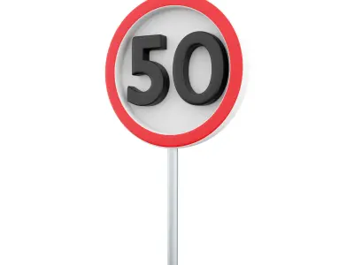 3d Road sign in speed limit at 50 km h 3D model