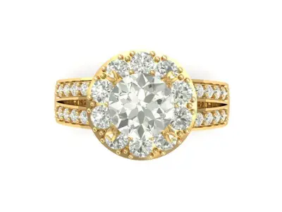 Luxury Double Halo Diamond Engagement Ring  1010 3D print model