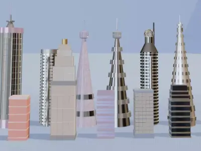 Skyscraper Building Pack  Low Poly Game Ready  City Assets Low-poly 3D model