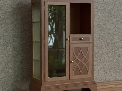 Art Nouveau wooden showcase 3D model
