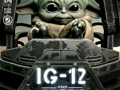  STAR WARS IG-12 and Grogu Portrait Bust  3D print model