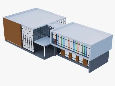 Building hospital Low-poly 3D model