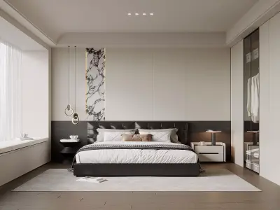 Modern Minimalist Bedroom 058 3D model